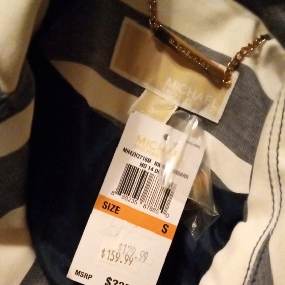 Michael Michael Kors Striped Trench Coat  TAGS TAGS TAGS - Picture 2 of 10